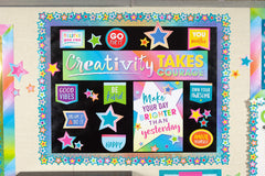 Teacher Created Resources black roll hanging in classroom, fast easy installation benefit