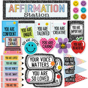Teacher Created Resources encabezado Affimation Station visible y llamativo para motivar