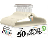 TechZoo front view of 50-pack ivory hangers showing space saving benefit