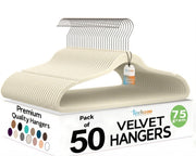 TechZoo front view of 50-pack ivory hangers showing space saving benefit