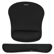 TECKNET frontal del set mostrando reposamuñecas y alfombrilla, comodidad ergonómica