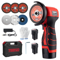 TEENO amoladora frontal mostrando diseño compacto y beneficio portabilidad