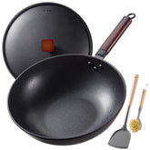 Teewe wok front view showing flat-bottom and lid for versatile cooking