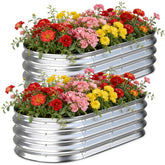 Tegarbed front view of assembled raised bed showing sturdy planter and modern look