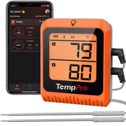 TempPro TempSync vista frontal del termómetro mostrando pantalla clara y controles útiles