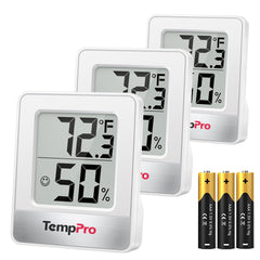 TempPro TP49 frontal pack tres unidades, lectura clara para múltiples habitaciones