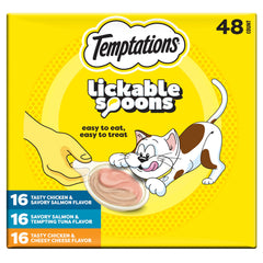 Temptations cucharita pack frente mostrando diseño y variedad de sabores, atractivo visual