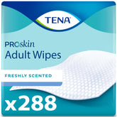 TENA ProSkin front packaging showing 288-count and key benefits