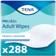 TENA ProSkin front packaging showing 288-count and key benefits