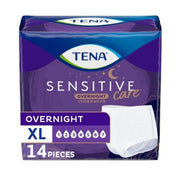 TENA empaque frontal mostrando 14 unidades y beneficio de protección nocturna