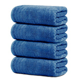 Tens Towels vista frontal del paquete de cuatro toallas en azul, gran cobertura