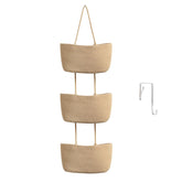TeoKJ front view of 3-tier hanging basket showing pockets and neutral style benefit storage