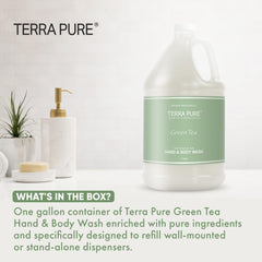 Terra Pure etiqueta con ingredientes y aroma de té verde bien legible