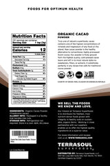 Terrasoul Superfoods detalle de la textura del cacao en polvo, aporta sabor intenso