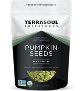 Terrasoul Superfoods front packaging of 2 lb bag showing organic pepitas and convenience