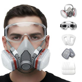 Tesoro Moda front view of mask kit showing goggles and filters, clear protection