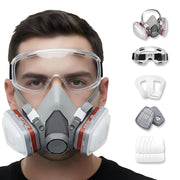Tesoro Moda front view of mask kit showing goggles and filters, clear protection