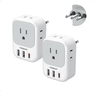 TESSAN adaptador frontal mostrando enchufes y puertos, solución multi carga