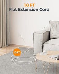 TESSAN cable plano de 10 ft extendido por el suelo para alcance y orden seguro