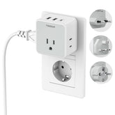 TESSAN front view adapter kit showing sockets and ports for versatile charging