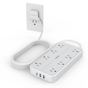 TESSAN front view power strip showing outlets and USB ports for organized charging