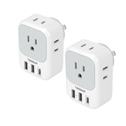 TESSAN vista frontal del pack de 2 adaptadores mostrando clavijas tipo I y salidas