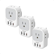 TESSAN front view showing UK plug and multiple US outlets for convenient charging