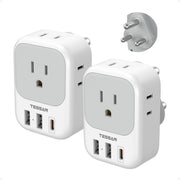 TESSAN front view showing four AC outlets and three USB ports for versatile charging