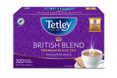 Tetley paquete frente mostrando la caja y marca Tetley, conveniencia a granel