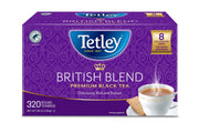 Tetley paquete frente mostrando la caja y marca Tetley, conveniencia a granel
