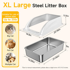 Tevila open-top litter box in use with large cat demonstrating spacious comfort benefit