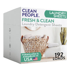 THE CLEAN PEOPLE front box showing 192-sheet pack and eco benefits