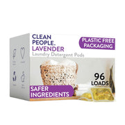 THE CLEAN PEOPLE front packaging showing lavender pods and recyclable benefit