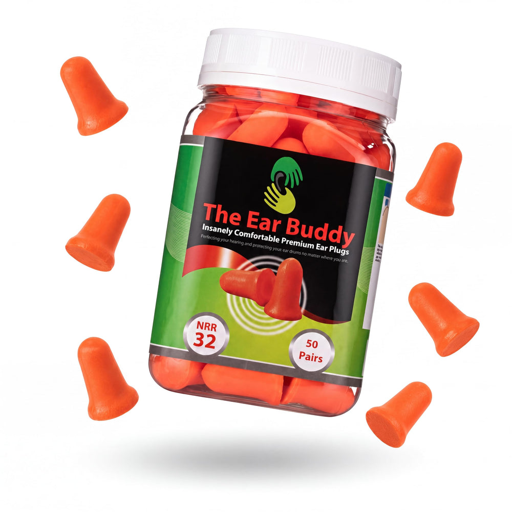 The Ear Buddy paquete frontal muestra 50 pares, fácil almacenamiento y accesibilidad
