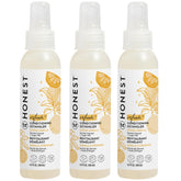 The Honest Company front packaging showing three 4 fl oz detangler bottles and benefits