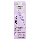 The Honest Company cartón frontal Lavender Calm mostrando el envase y beneficios sostenibles
