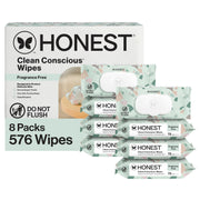 The Honest Company front packaging showing 576 unscented wipes and value supply