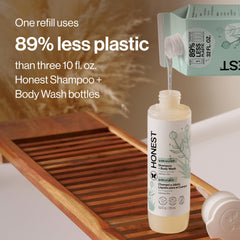 The Honest Company bottle beside objects to show actual size and family-ready scale