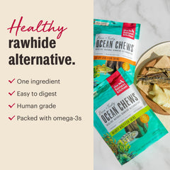 The Honest Kitchen textura cercana de piel de wolffish, muestra natural y nutritiva