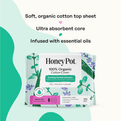 The Honey Pot Company compresa en uso en la mano para cambio sencillo