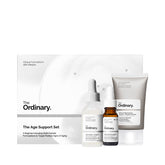 The Ordinary Age Support Set front packaging showing trio and routine benefits