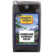 The Organic Coffee Co. DECAF front packaging showing 2 lb bag and roast label for shelf appeal