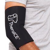 TheraICE envase frontal mostrando la manga compresiva y beneficio de terapia localizada