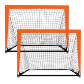 Theresduet front view showing two orange goals and clear setup benefit