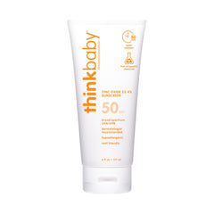 Thinkbaby envase frontal 6 oz mostrando diseño y protección SPF 50+