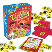 ThinkFun caja frontal del juego Zingo mostrando diseño y premios