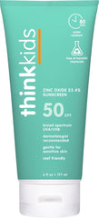 THINK envase frontal del protector solar para niños mostrando el diseño y beneficio de protección