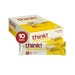 thinkThin frontal del paquete Lemon Delight mostrando diseño y cantidad de barras