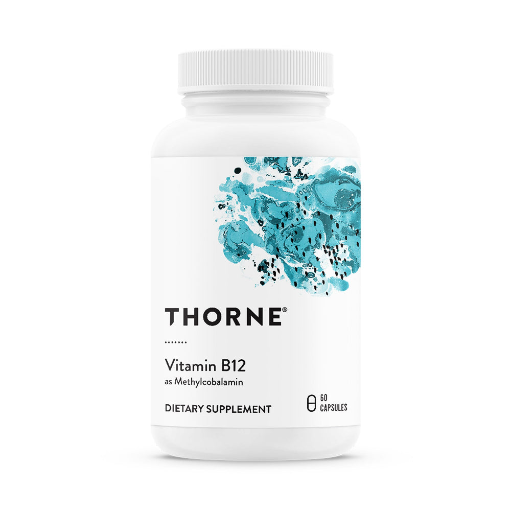 THORNE frasco frontal mostrando 60 cápsulas, visual claro y confiable
