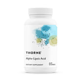 THORNE frasco frontal de Alpha-Lipoic 300 mg mostrando diseño y beneficio de pureza